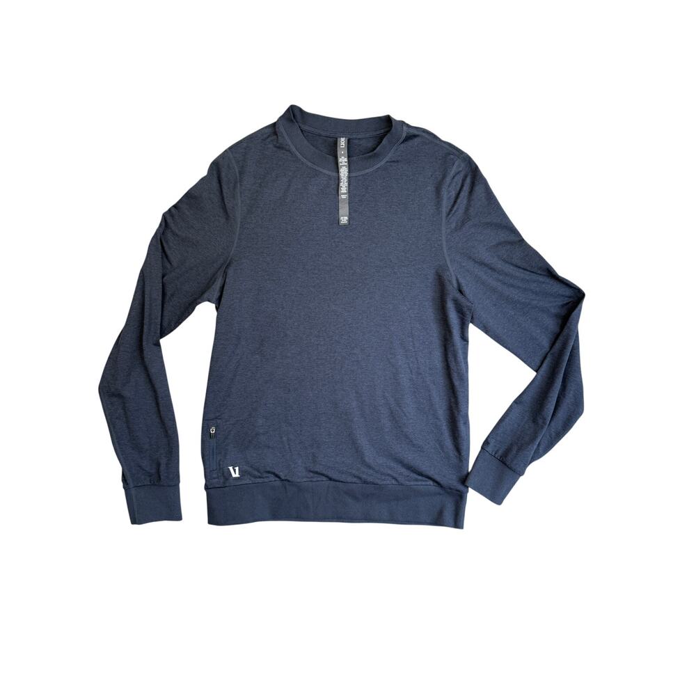 Vuori Men's Ponto Performance Crew Long Sleeve Shirt Heather Blue S
